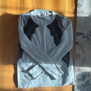 J. Crew Light Gray Sweater with Black Lace Detail